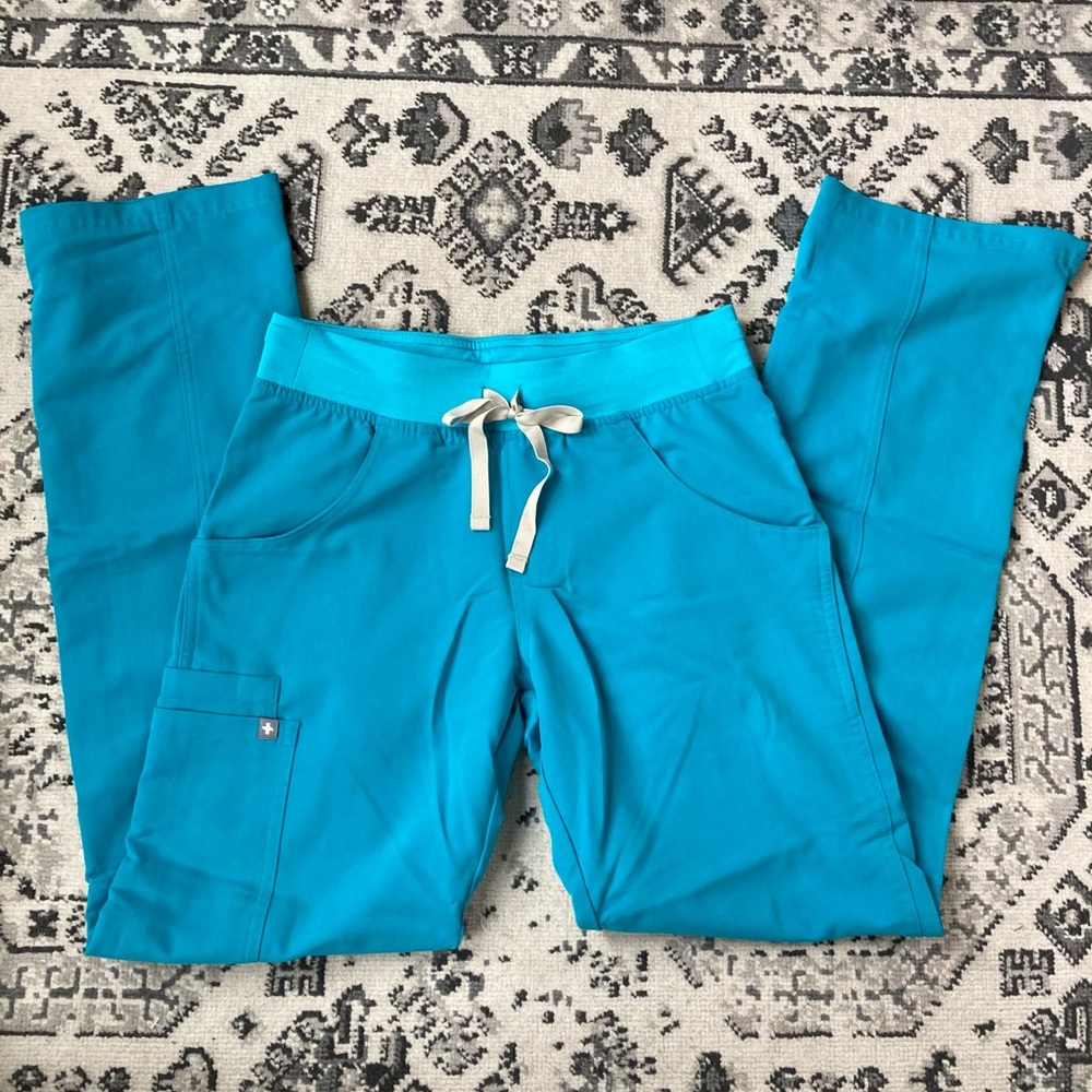 Figs Teal Kade Cargo scrub pants
